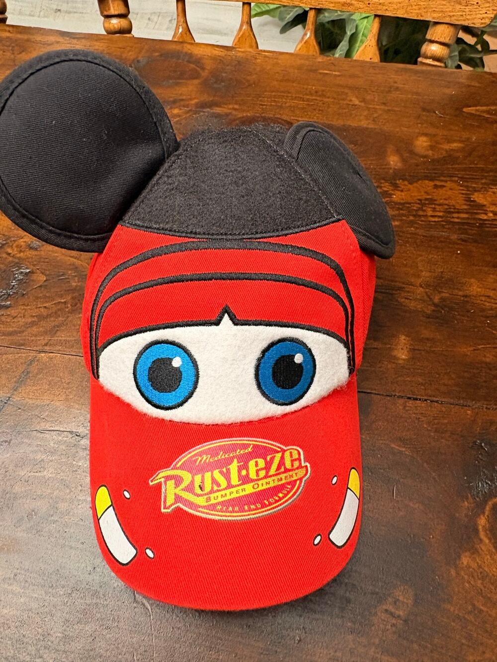 Disneyland Lightning McQueen Cars Mickey Ears Hat Red Adjustable Cap